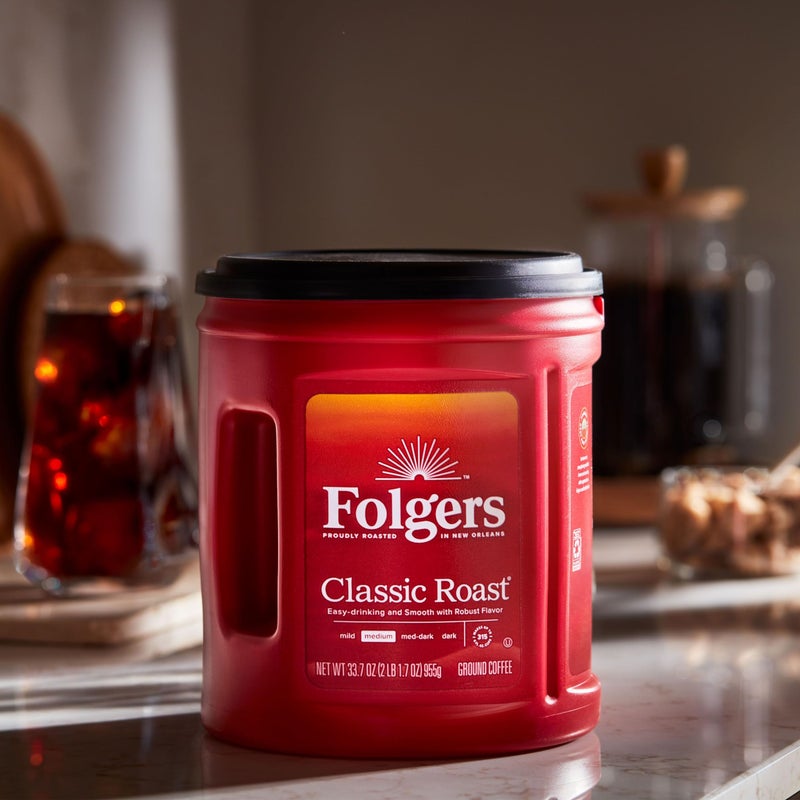 Folgers Classic Roast Medium Roast Ground Coffee, 33.7 Ounces (Pack of 6) - Image 4